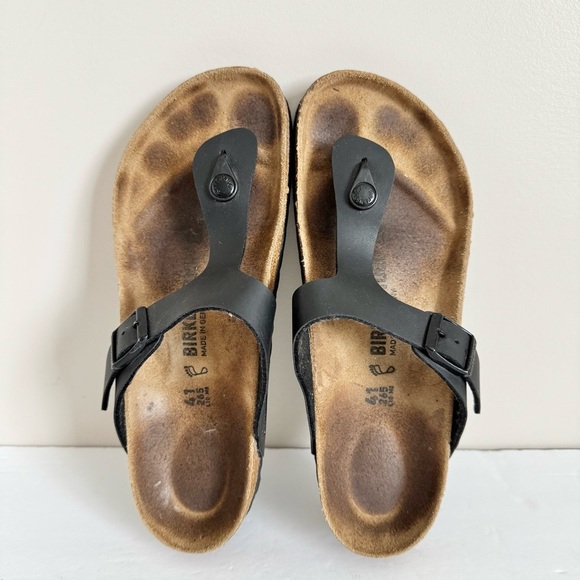 Birkenstock Gizeh Sandals Womens Size 41 Size 10-10.5 Black Birko-Flor T Strap - Picture 7 of 16